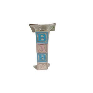 Vintage Baby Wood Block Beads Craft Cottage Blue Pink Boy Girl‎ Fibre-Craft New